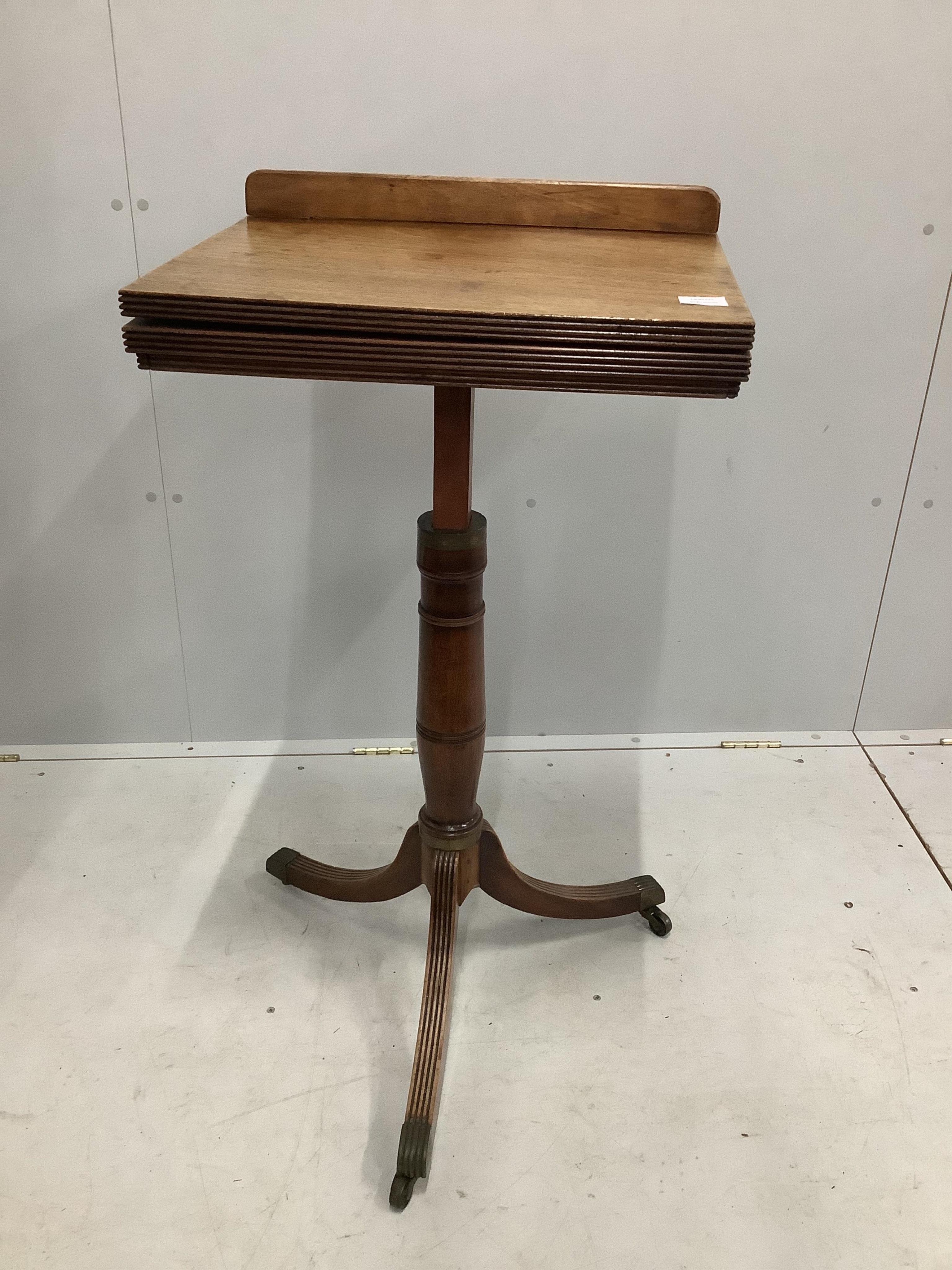 A Regency mahogany telescopic reading stand, width 53cm, depth 47cm. Condition - fair
